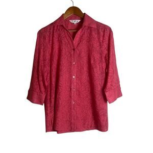 3 for $30! Tradition pink floral button up shirt